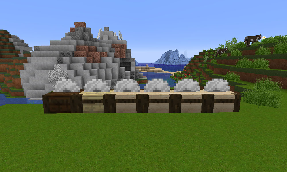 Лесопилка с видами древесины, доступными в Minecraft